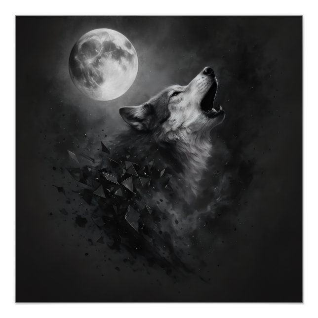Pôster Arte de Parede Lua do Lobo Uivando (Frente)