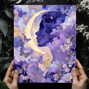 Poster Arte de Parede Luar Fantástico Surreal Céu Noturno