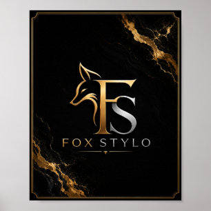 Poster Arte de Parede Luxuosa Preta e Dourada com Logo Fo