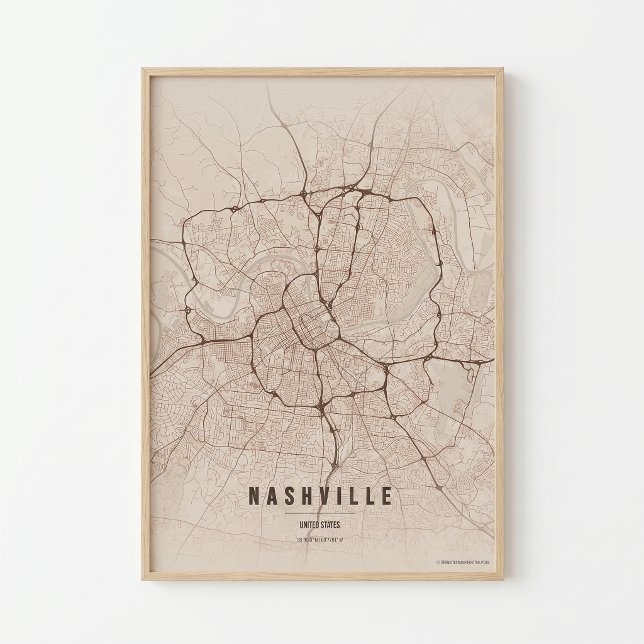 Poster Arte de Parede Mapa da Cidade do Tennessee Impress (Criador carregado)