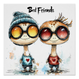 Pôster Arte de Parede "Melhores Amigos" Quirky