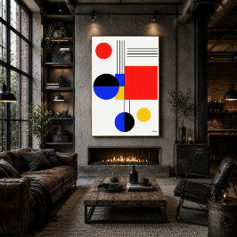 Poster Arte de Parede Minimalista Abstrata Geométrica Bau