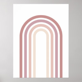 Poster Arte de Parede Minimalista Arco-íris Rosa e Bege P