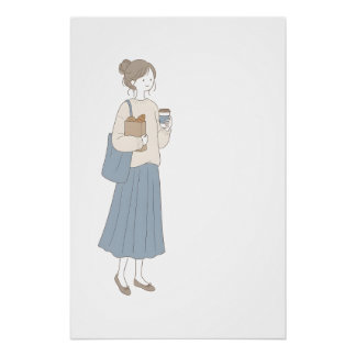 Pôster Arte de Parede Minimalista de Padaria para Viagem