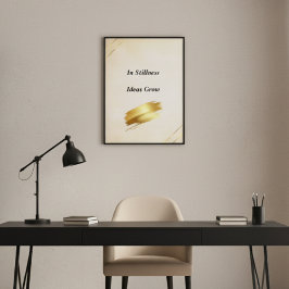 Poster Arte de Parede Minimalista em Creme e Dourado com