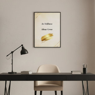 Poster Arte de Parede Minimalista em Creme e Dourado com