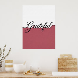 Poster Arte de Parede Minimalista Grata com Letra Cursiva