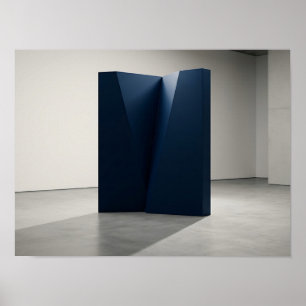 Poster Arte de Parede Minimalista Monolito Dobrado Azul E
