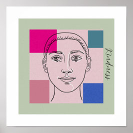 Poster Arte de Parede Minimalista Preto e Branco com Cor