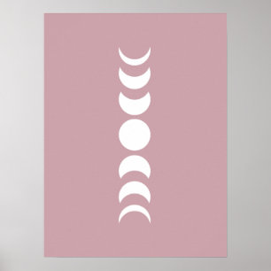 Poster Arte de Parede Minimalista Rosa / Lilás de Fases d