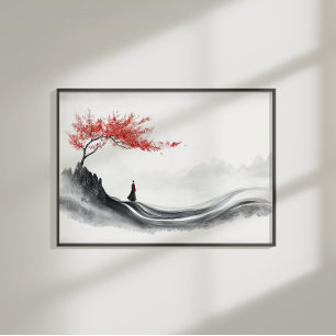 Pôster Arte de Parede Minimalista Zen com Tinta de Bordo
