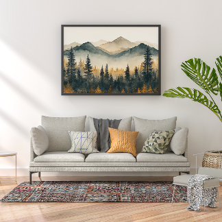 Pôster Arte de Parede Minimalista Zen Floresta de Pinheir