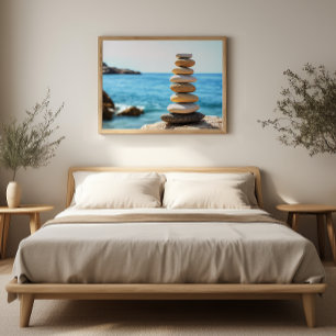 Pôster Arte de Parede Minimalista Zen Pedras de Equilíbri