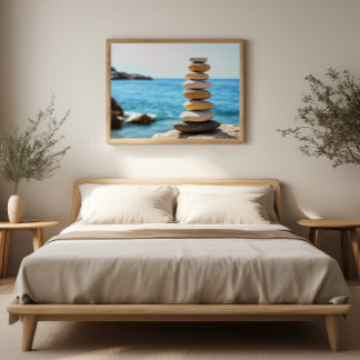 Pôster Arte de Parede Minimalista Zen Pedras de Equilíbri