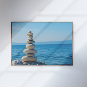 Poster Arte de Parede Minimalista Zen Pedras em Equilíbri