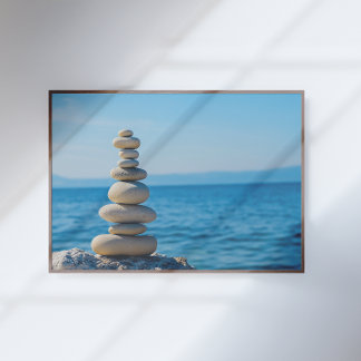 Poster Arte de Parede Minimalista Zen Pedras em Equilíbri