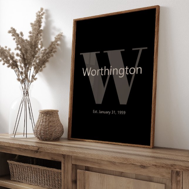 Poster Arte de Parede Moderna e Elegante com Sobrenome de (Criador carregado)