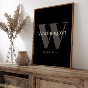 Poster Arte de Parede Moderna e Elegante com Sobrenome Pe