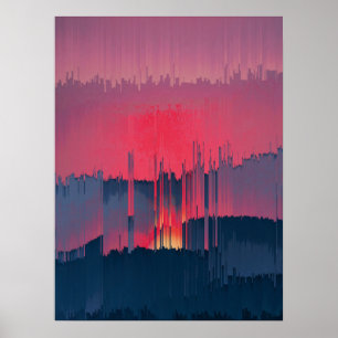 Poster Arte de Parede Moderno com Falha de Horizonte