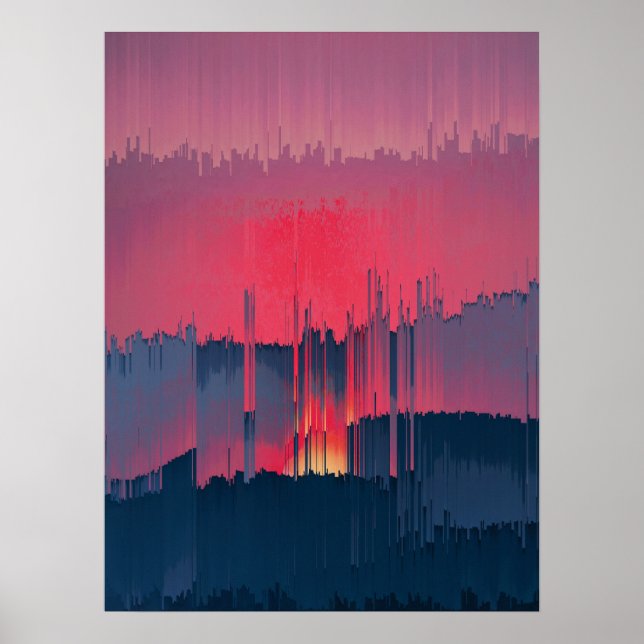 Poster Arte de Parede Moderno com Falha de Horizonte (Frente)