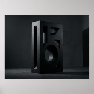 Poster Arte de Parede Monólito de Carvão com Corte Geomét
