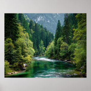 Poster Arte de Parede Montanhosa do Rio Verde – Terra Flo