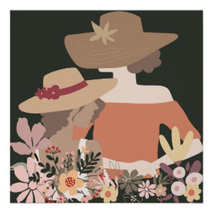 Pôster Arte de Parede Mulheres Boho Minimalistas com Chap
