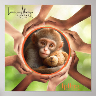 POSTER ARTE DE PAREDE O AMOR DE MACACO SEMPRE VENCE