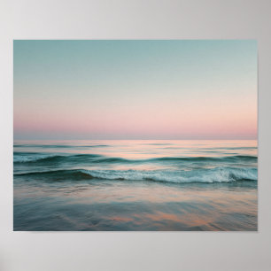 Poster Arte de Parede Ondas do Oceano Pastel Paisagem M