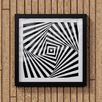 Arte de parede óptica moderna, preta e branca