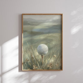 Poster Arte de Parede Paisagem com Bola de Golfe no Tee