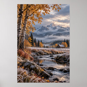 Poster Arte de Parede Paisagem do Rio da Montanha de Outo