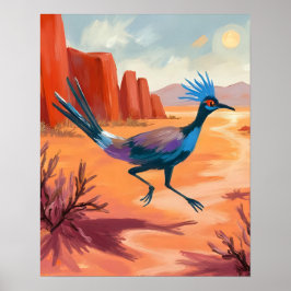 Poster Arte de Parede Paisagem Sudoeste Pássaro do Desert