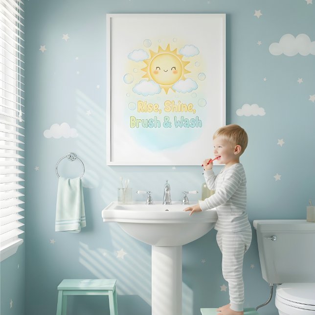 Poster Arte de Parede para Banheiro Infantil Bom Dia Sol (Criador carregado)
