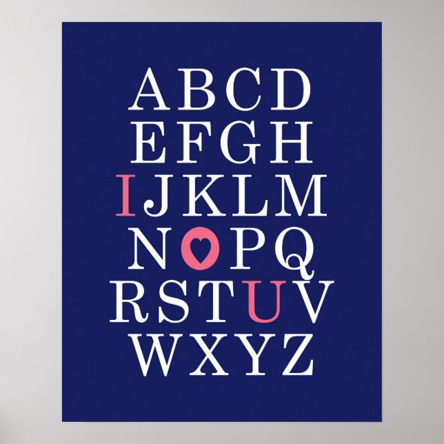 Poster arte de parede para berçário alfabeto rosa menina  (Frente)