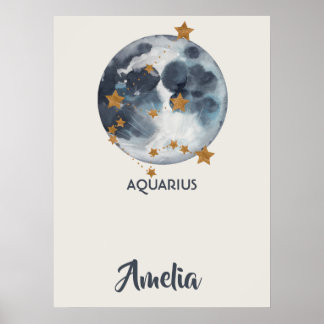 Poster Arte de Parede para Berçário Aquário Celestial do 