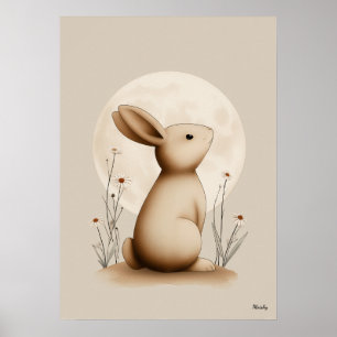 Poster Arte de Parede para Berçário Coelho Escandinavo Ne