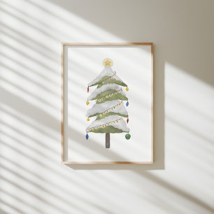 Poster Arte de parede para berçário de árvore de Natal em