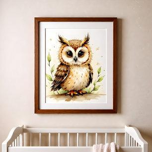 Poster Arte de parede para berçário de coruja – Quarto de