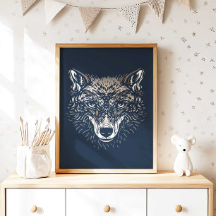 Poster Arte de parede para berçário de lobo da floresta I