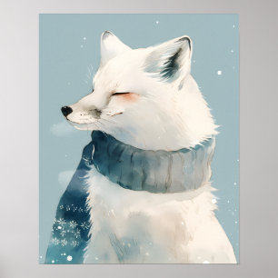 Poster Arte de parede para berçário de raposa ártica acon
