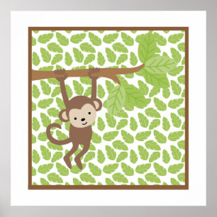 Poster Arte de Parede para Berçário do Pequeno Macaco Swe