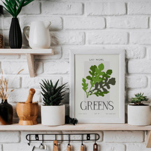 Poster Arte de Parede para Cozinha Greens Living Saudável