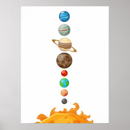 Poster Arte de Parede para Quarto Infantil do Sistema Sol