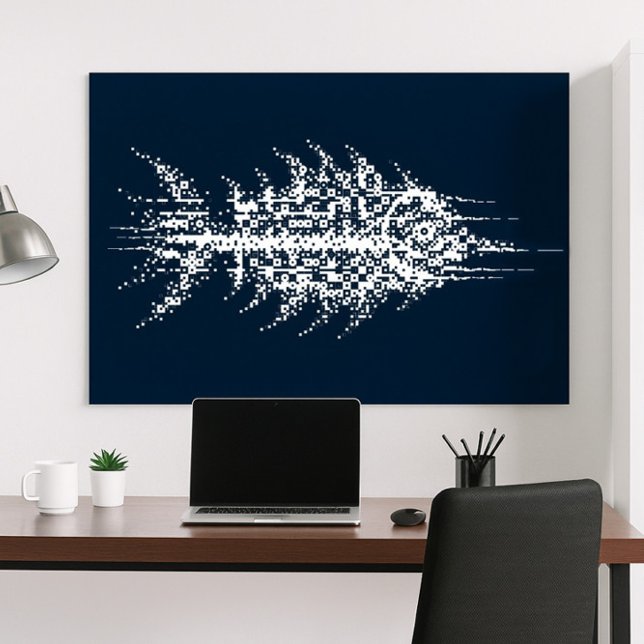 Poster Arte de Parede Peixe Branco Glitch Pixel (Criador carregado)