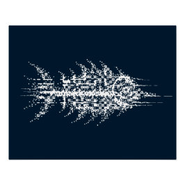 Pôster Arte de Parede Peixe Branco Glitch Pixel