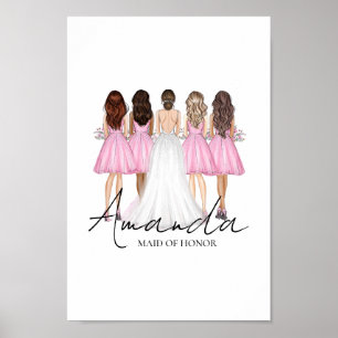 Poster Arte de Parede Personalizada com Nome da Dama de H