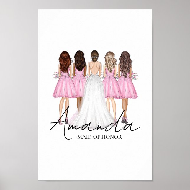 Poster Arte de Parede Personalizada da Dama de Honra com  (Frente)