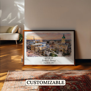 Poster Arte de Parede Personalizada de Atenas, Cartaz da