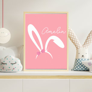 Poster Arte de Parede Personalizada de Coelhinho Rosa par